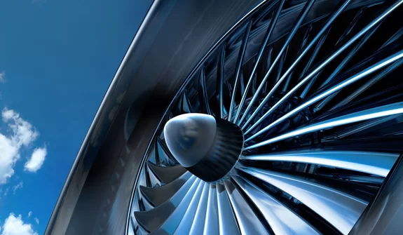Closeup of a turbine engine processed with Laserline diode lasers